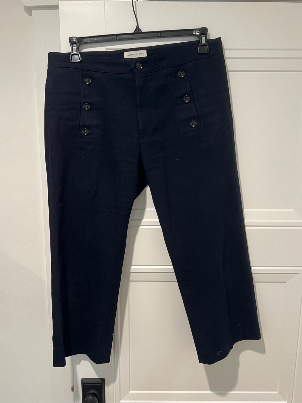 Isabel Marant Navy Womens Sailor Button Cropped Chinos